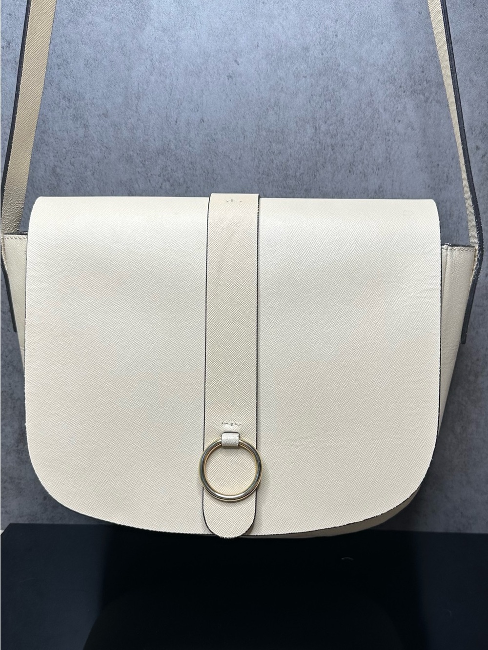 Vittoria Napoli Ashley Cream Leather Crossbody Shoulder Bag